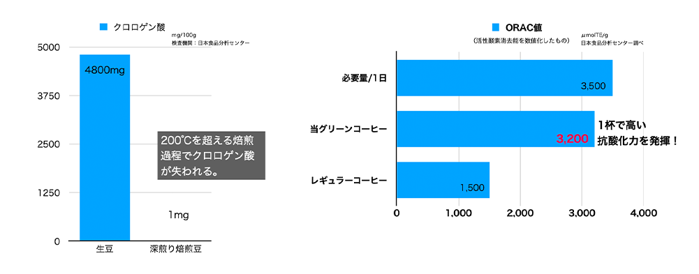 生豆と焙煎豆の比較画像